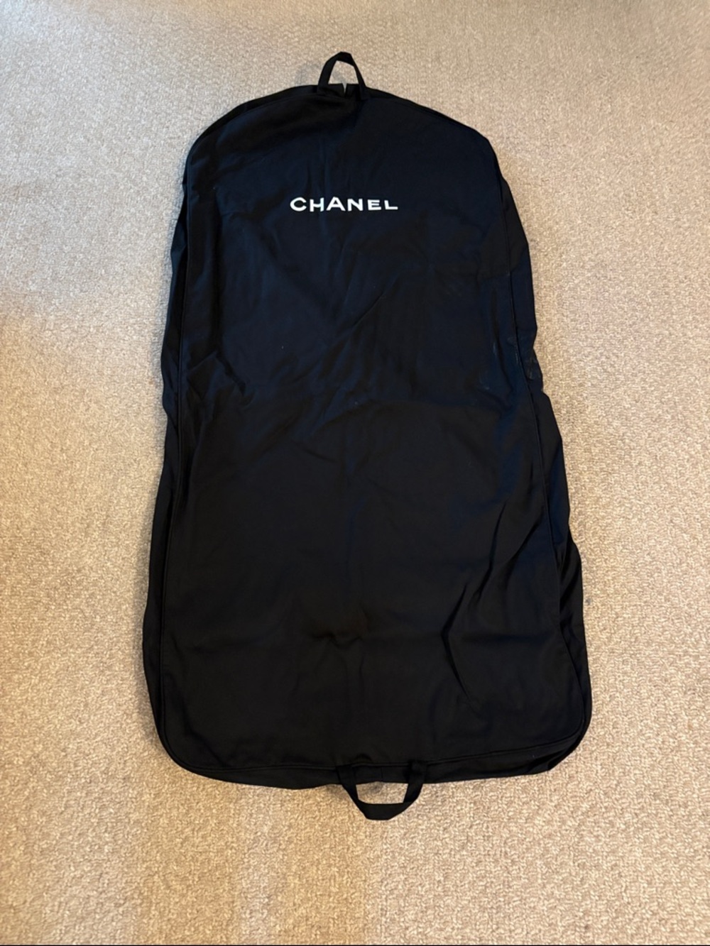 Chanel garment bag- with zipper, floss in half- perfect never used